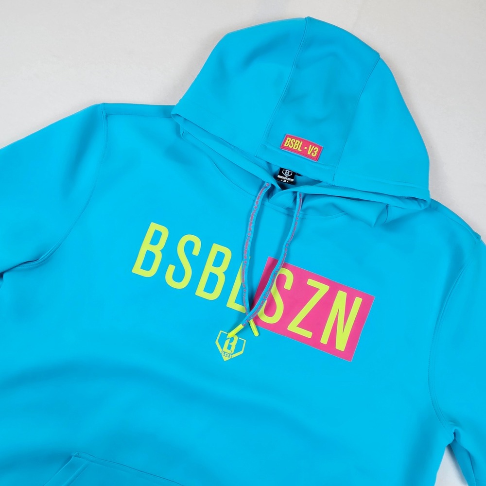 Baseball‎ 101 BL101 Performance Short Sleeve Hoodie Blue BSBL SZN Mens Medium